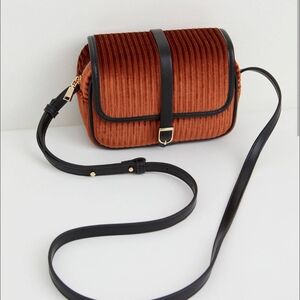 Fable England Vivianne Rust Velvet Camera Bag